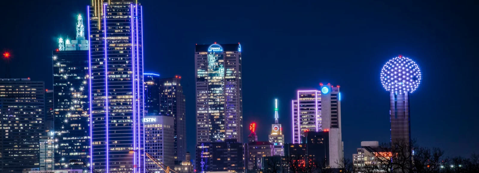 The Dallas skyline at night